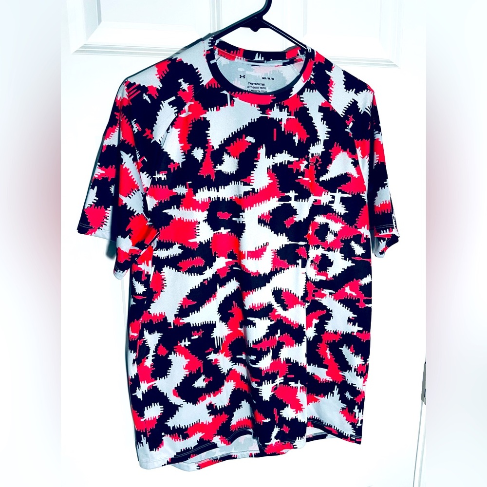 Under Armour Tech Tee Camo AOP Gym Running Cycling Men’s Sz Medium #7